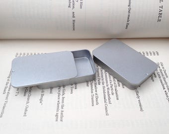 40ml Sliding Lid Tins, Rectangular Metal Tins, Silver Colour Tin Box