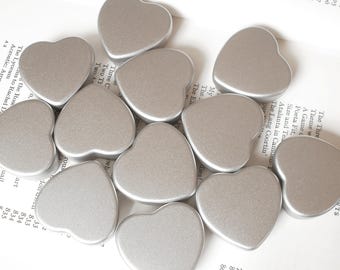 Small Heart Tin, Jewellery Box, Candle Tin, DIY Container, Blank Silver Colour