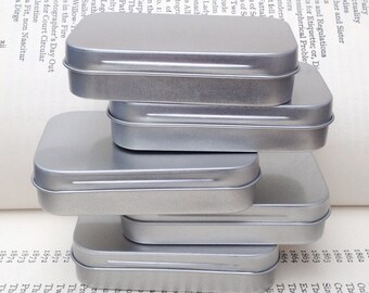 Rectangular Metal Tins, Blank Hinged Tins, Color Silver 50ml Tin Box, Business Card Size