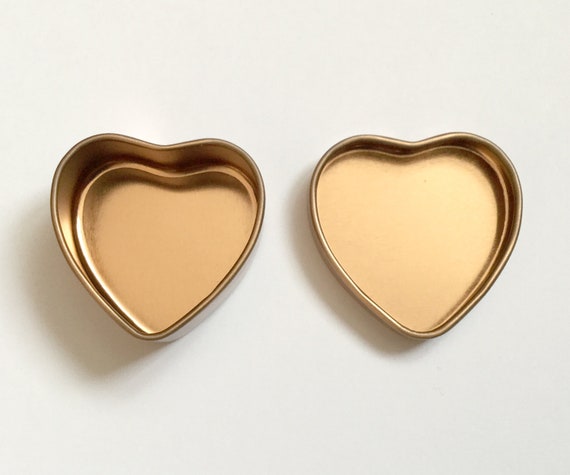 Heart Shape Tin Box in Rose Gold Colour, Small Jewelry, Candle Balm  Container
