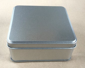 Double Playing Card Box, Poker Card Box, Square Metal Tins, Blank Tins, Colour Silver 250ml Tin Box, Organising Box