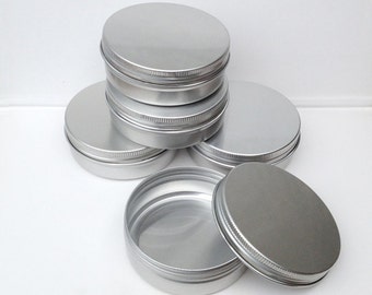 Small Metal Tins, Round Tin Box, 100ml Screw Lidded, Aluminium Tins