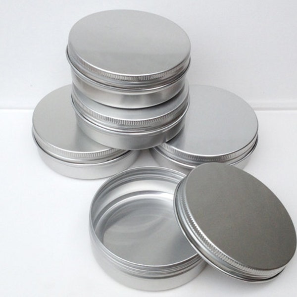 Small Metal Tins, Round Tin Box, 100ml Screw Lidded, Aluminium Tins