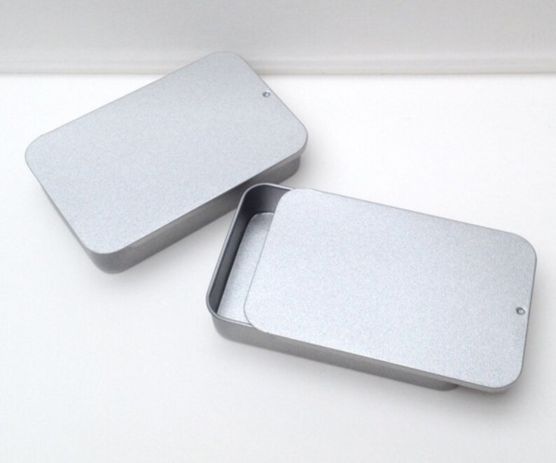 40ml Sliding Lid Tins Rectangular Metal Small Container Organizer Storage Box 100 Tin Bo