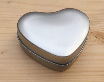 Heart Shape Silver Tin Box: Jewelry, Candle, Balm Container (50ml)