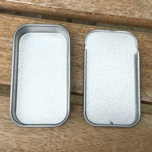 Small Sliding Lid Tins, Jewellery Box, Candle Tin, DIY Container, Blank Silver Colour, 10ml Small Organizer, Small Storage Box image 4