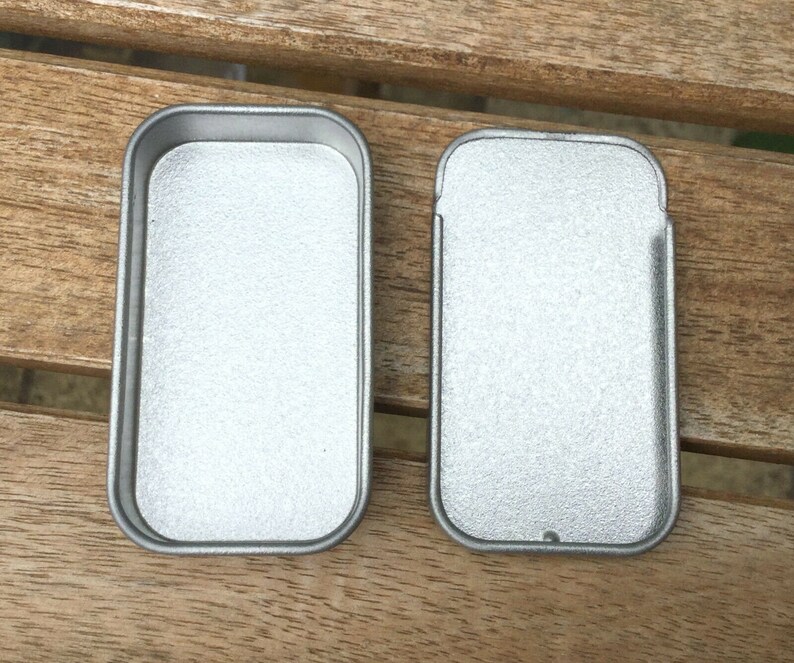 Small Sliding Lid Tins, Jewellery Box, Candle Tin, DIY Container, Blank Silver Colour, 10ml Small Organizer, Small Storage Box image 4