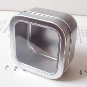 Square Tin with Clear Window Lid, 100ml Small Organizer, DIY Container, Small Storage, One Tin Box