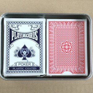 Double Playing Card Box, Poker Card Box, Rectangular Metal Tins, Blank Tins, Colour Silver 300ml Tin Box, Organising Box image 4