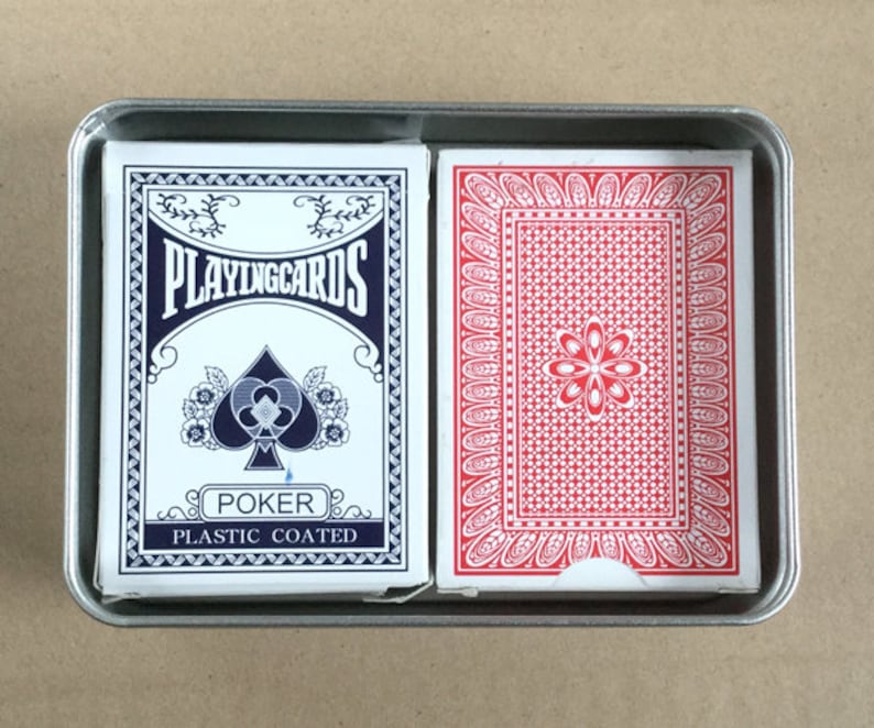 Double Playing Card Box, Poker Card Box, Rectangular Metal Tins, Blank Tins, Colour Silver 300ml Tin Box, Organising Box image 4