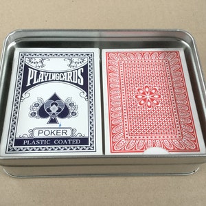 Double Playing Card Box, Poker Card Box, Rectangular Metal Tins, Blank Tins, Colour Silver 300ml Tin Box, Organising Box image 5