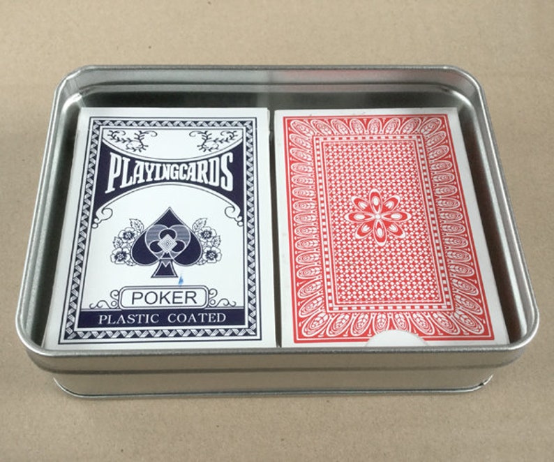 Double Playing Card Box, Poker Card Box, Rectangular Metal Tins, Blank Tins, Colour Silver 300ml Tin Box, Organising Box image 5