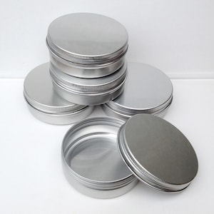 Small Metal Tins, Round Tin Box, 100ml Screw Lidded, Aluminium Tins