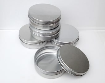 Small Metal Tins, Round Tin Box, 100ml Screw Lidded, Aluminium Tins