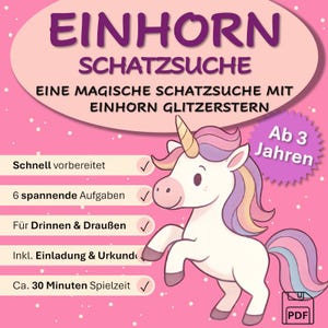 Caccia al tesoro a tema unicorno, perfetta per la festa di compleanno di un bambino o per una festa all'asilo. Digitale in formato PDF. Per uso interno o esterno. Dai 3 anni.#Unicorno#Caccia al tesoro