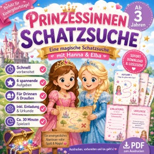 Magische prinsessen-schattenjacht als PDF. Deze speurtocht is ideaal voor kinderfeestjes. Geschikt voor binnen en buiten, vanaf 3 jaar.