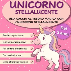 Caccia al Tesoro Unicorno da Stampare | Attività per Bambini 3–6 Anni | Gioco di Compleanno Magico con Inviti e Lavoretti