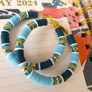 Blue Heishi Hoops | Heishi Hoop Earrings | Beaded Hoop | 2 Inch Hoops | Handmade | Colorful | Beachwear | Summer Jewelry Accessories