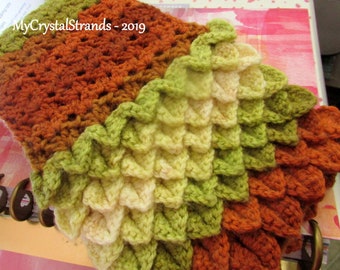 Crocodile Stitch Scarf in Variegated Earthtones - Pick your Color