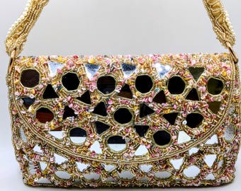 Handcrafted Artisan Mirror & Beadwork Bag