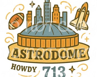 Houston Texas Themed Astrodome PNG 713 Digital Download with Transparent Background for Sublimation, Tees, and More