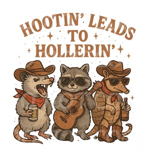 Hootin leva a Hollerin - Download digital de animais fofos do oeste em PNG com fundo transparente para sublimação, camisetas e muito mais