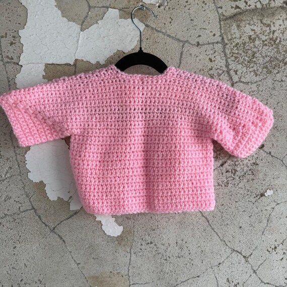 Handmade Crochet Baby Cardigan Floral Applique Tie Front Sweater Baby Girl 6-9M View 2