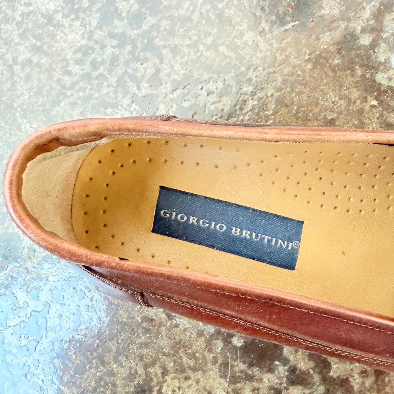 Vtg 90s Giorgio Brutini Loafers Patchwork Leather Slip on  display picture 2