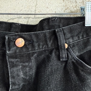 Vintage Wrangler Jeans Faded Black Straight Leg Denim Made in USA Mens 36x34 image 5