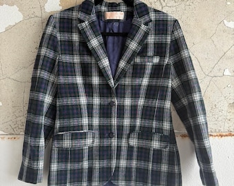 Chaqueta blazer a cuadros Pendleton vintage, 100 % lana, fabricada en EE. UU., clásica, estilo preppy, para mujer, talla S