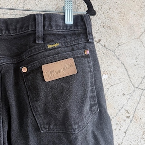 Vintage Wrangler Jeans Faded Black Straight Leg Denim Made in USA Mens 36x34 image 1