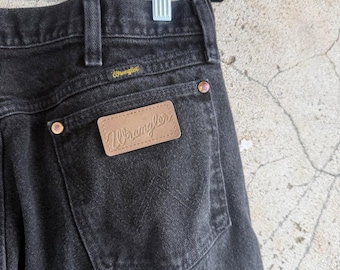 Vintage Wrangler Jeans Faded Black Straight Leg Denim Made in USA Mens 36x34