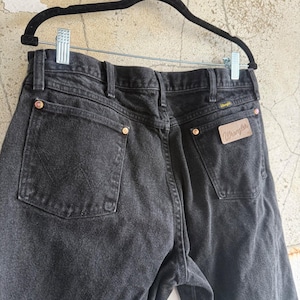 Vintage Wrangler Jeans Faded Black Straight Leg Denim Made in USA Mens 36x34 image 7