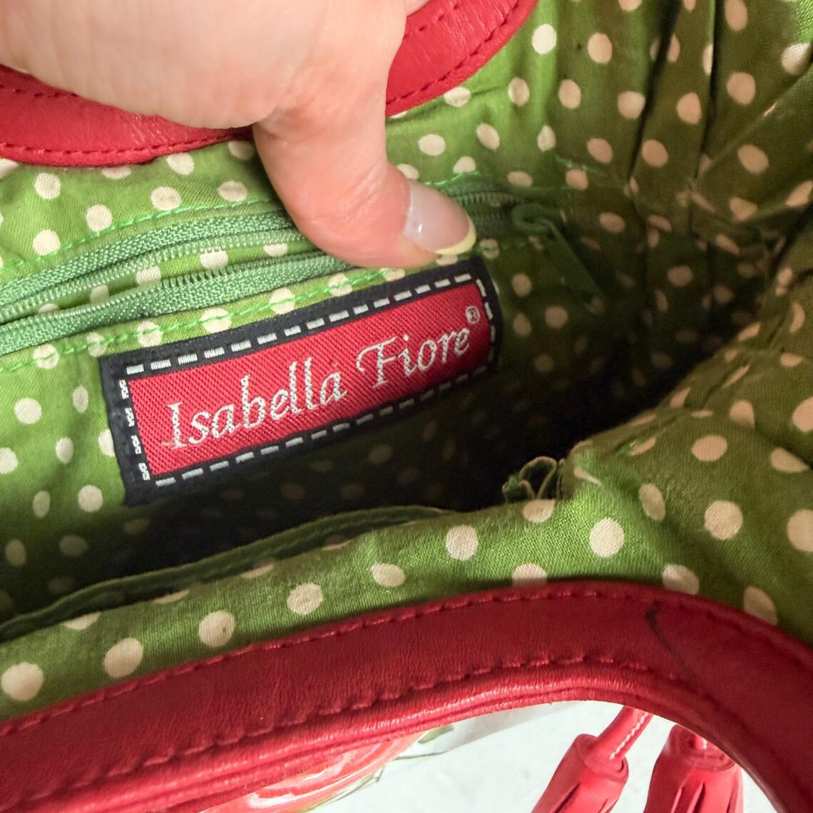 Isabella Fiore Bag Hand Painted Rose Leather Handbag Tassel Cutout Handle Y2K, Foto 4 von 5