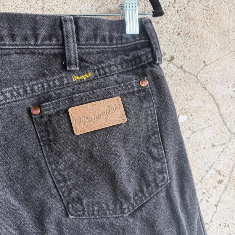 Vintage Wrangler Jeans Cowboy Cut Faded Black Jeans Mens 35x34 Made in USA image 1