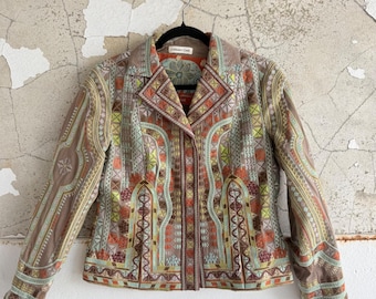 Veste brodée Coldwater Creek, blazer bohème aztèque bohème sud-ouest