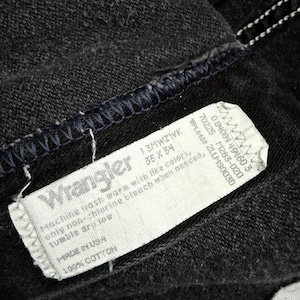 Vintage Wrangler Jeans Faded Black Straight Leg Denim Made in USA Mens 36x34 image 8