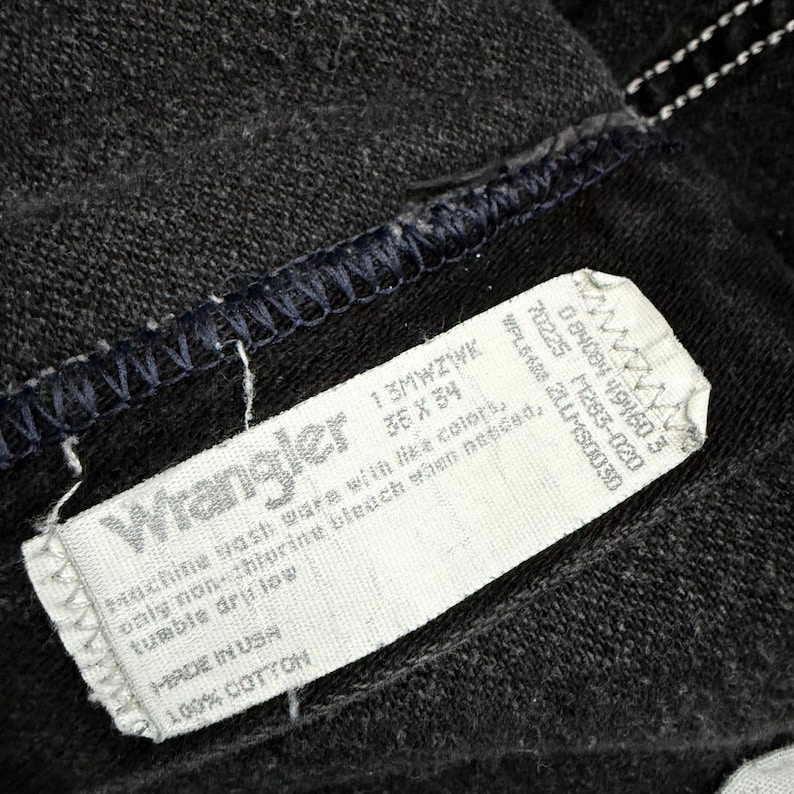 Vintage Wrangler Jeans Faded Black Straight Leg Denim Made in USA Mens 36x34 image 8