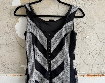 Vintage 90s Lace Corset Tank Top: Y2K Goth Grunge, Women's Small