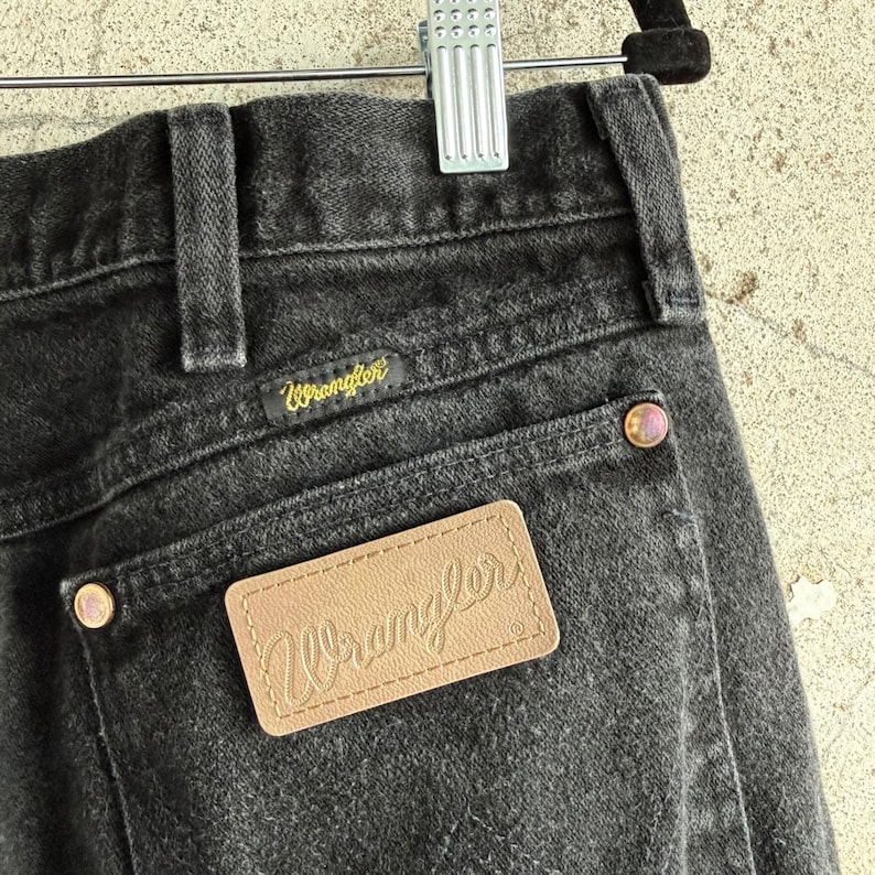 Vintage Wrangler Jeans Faded Black Straight Leg Denim Made in USA Mens 36x34 image 4