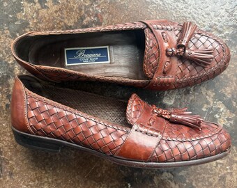 Cole Haan Mens Shoes 9.5 Bragano Italy Italian Leather Luxury Brown Basket Weave Cole haan mens bragano - Gem main image 2