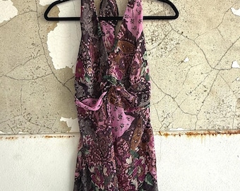 Top halter estilo Y2K de gasa floral transparente estilo boho para salir, talla 6, Bisou Bisou