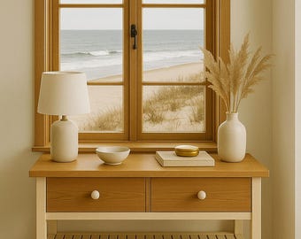 Modern Console Table with Drawers – Solid Wood Entryway Table – Italian Laminate Top – Handmade Hallway Furniture