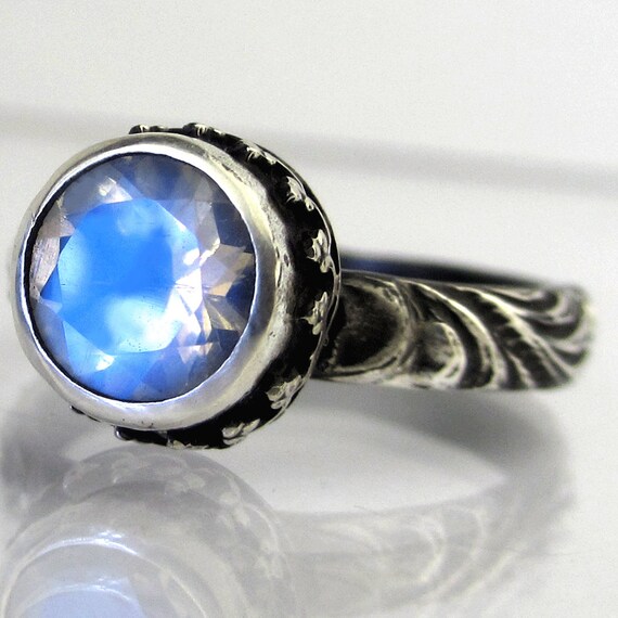 Items similar to Blue Rainbow Moonstone Ring Sterling Silver on Etsy