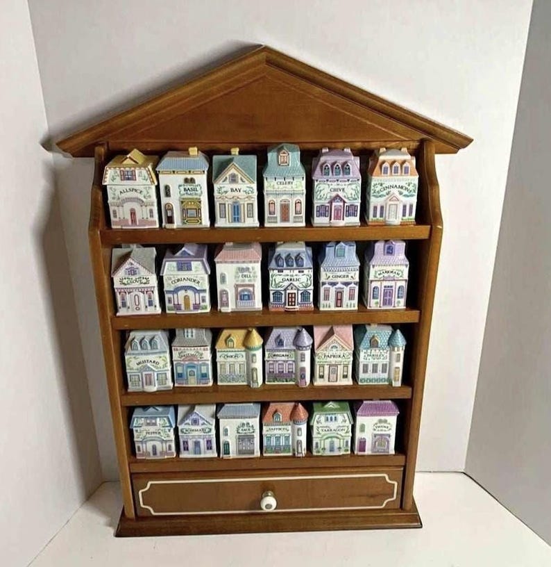 1989 Vintage Lenox Spice Village Complete Set of Wooden Rack With 24 ...