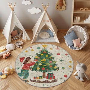 Christmas Tree Kids Rug: Festive Nursery Playroom Decor