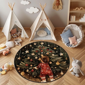 Christmas Tree Kids Rug: Festive Nursery Playroom Decor