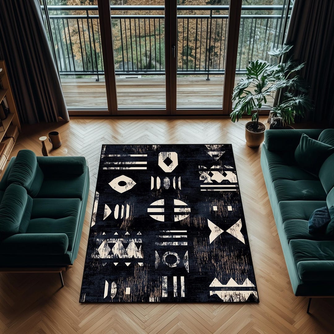 Futuristic Geometric Rug: Sci-fi Tech Velvet Floor Mat - Etsy