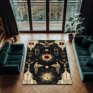 Mystical Occult Symbol Rug: Gothic Boho Decor