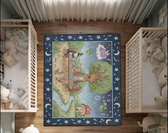 Woodland Friends Baby Teppich, Waldtier Spieldecke, Kinderzimmer Teppich